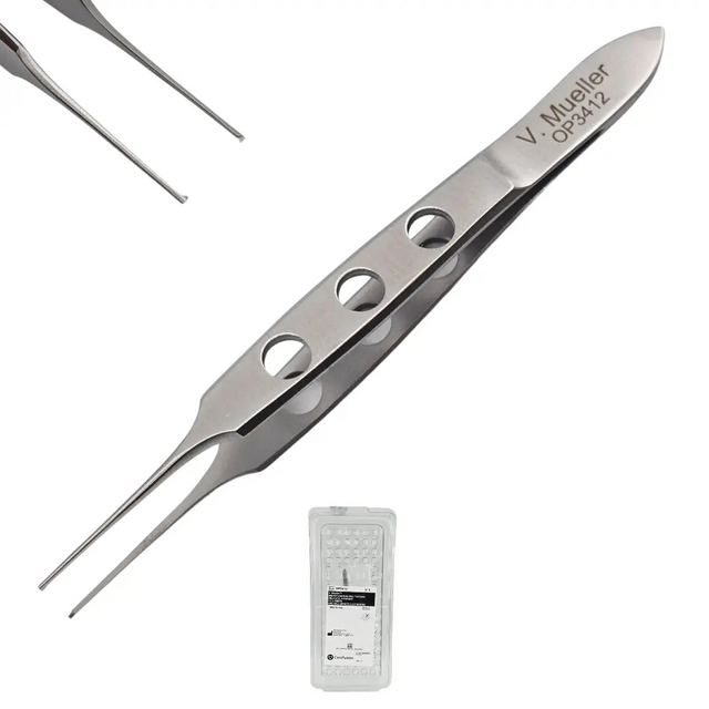 V. Mueller OP3412 Bishop-Harman Iris Forceps Delicate, Straight 3 3/8" Primis Medical