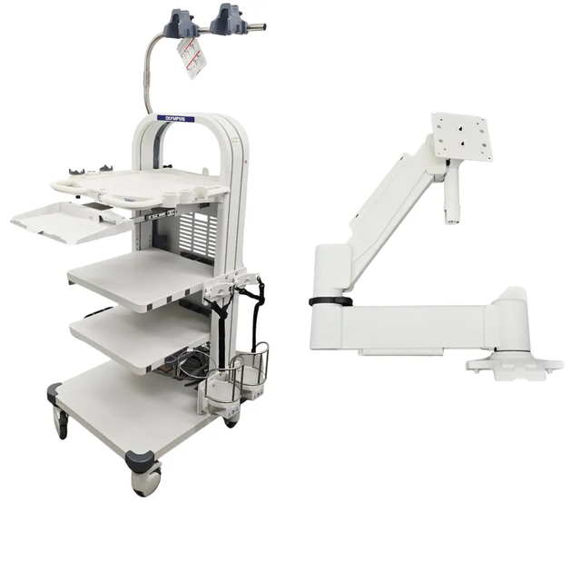 Olympus WM-NP2 Equipment Cart with MAJ-1641 LCD Monitor Arm OEM Workstation Primis Medical