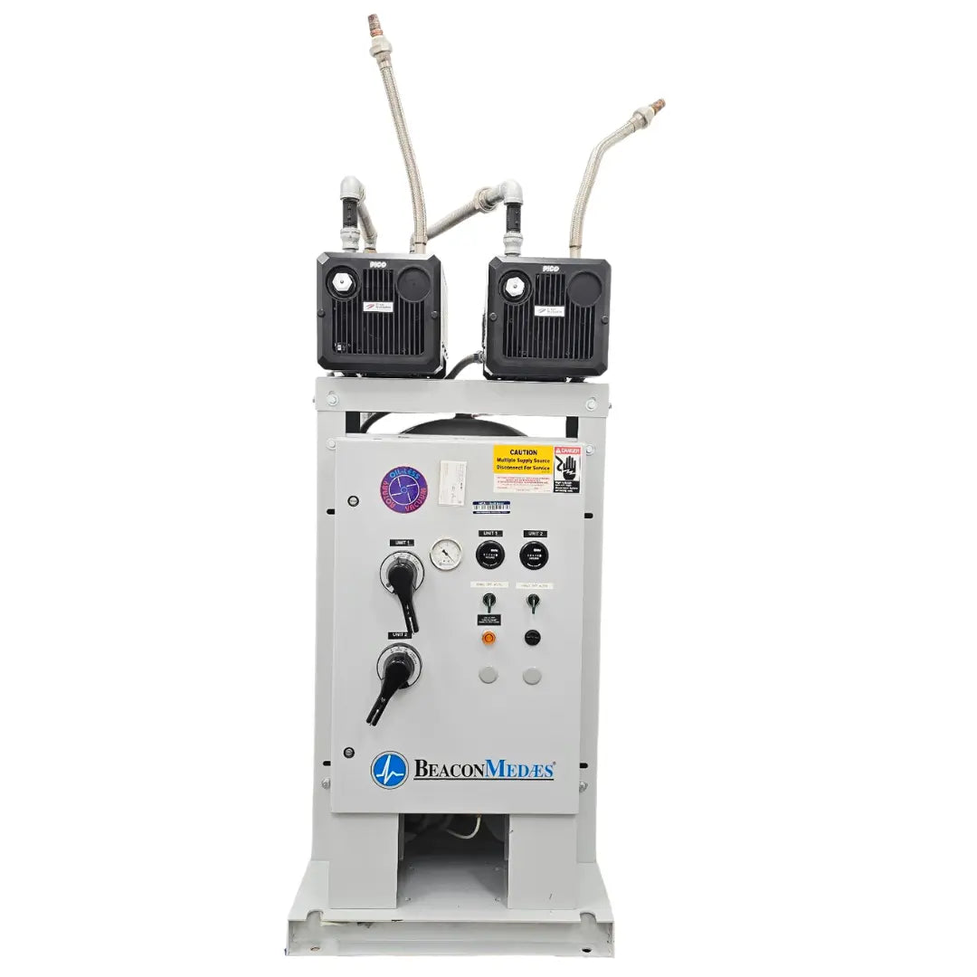 Beacon Medaes Medical Vacuum Pump System Duplex Oil-Less 208V Hospital Suction Primis Medical