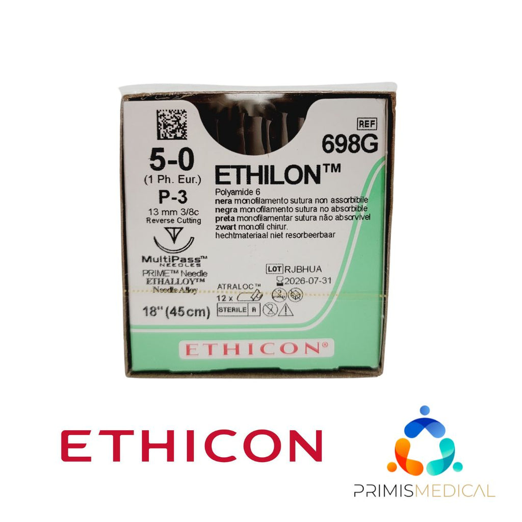 Ethicon 698G 3-0 Black Monofilament Nylon, Nonabsorbable Suture Box of 12