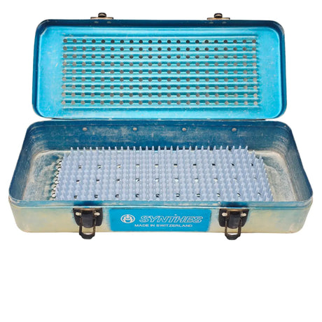 Synthes Blue Sterilization Tray 12x5x2.5 Perforated Autoclave Case Switzerland Primis Medical