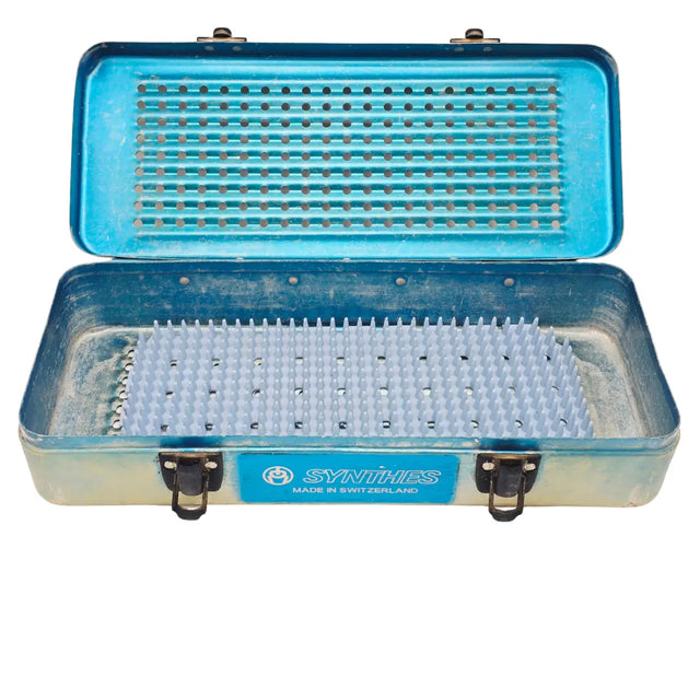Synthes Blue Sterilization Tray 12x5x2.5 Perforated Autoclave Case Switzerland Primis Medical
