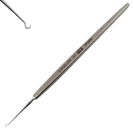 V. Mueller OP2400 Tyrell Hook 2mm Sharp Tip 4" Primis Medical