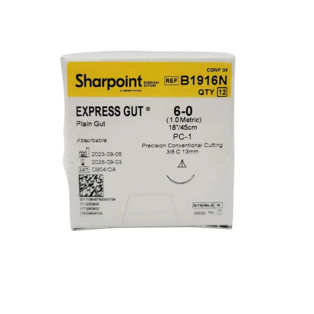 Corza Medical Sharpoint B1916N 6-0 Suture 18", Box of 12 Corsa