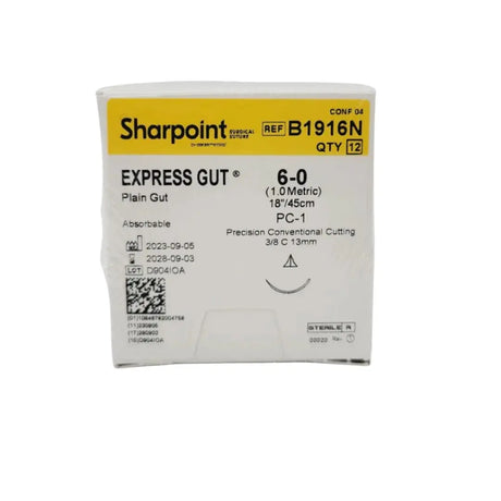 Corza Medical Sharpoint B1916N 6-0 Suture 18", Box of 12 Corsa