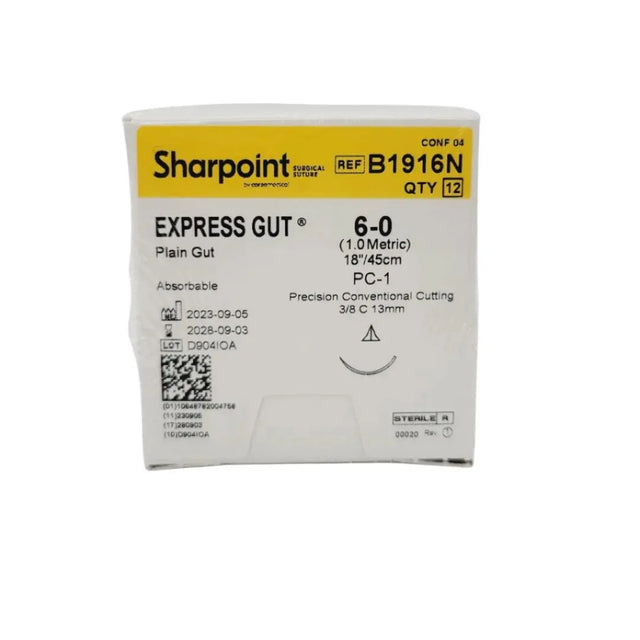 Corza Medical Sharpoint B1916N 6-0 Suture 18", Box of 12 Corsa