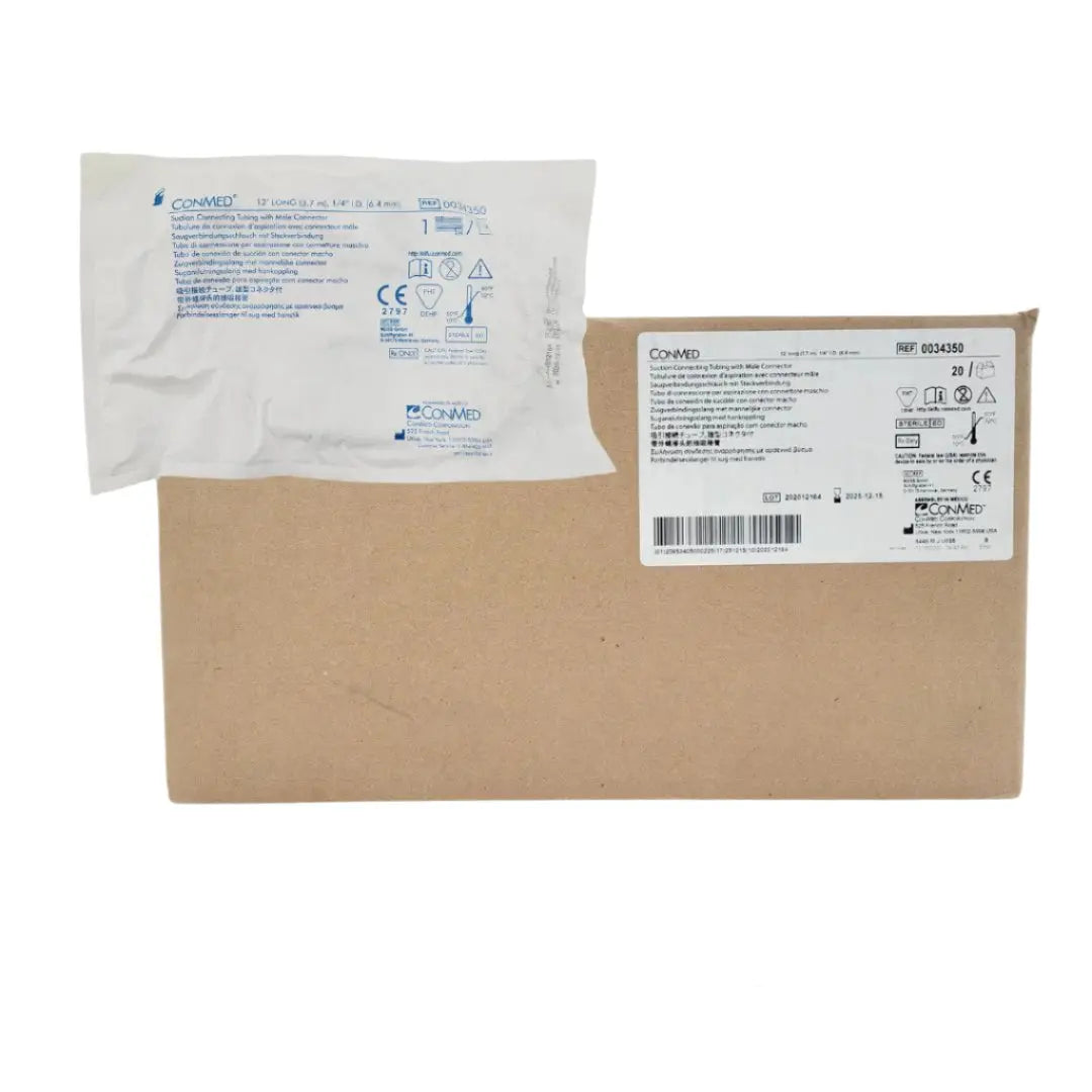 ConMed 0034350 Suction Connecting Tubing w/ Male Connector 12' Case Of 20 ConMed