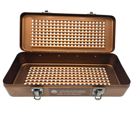 Synthes Copper Sterilization Tray 12x5x2.5 Perforated Autoclave Case Switzerland Synthes