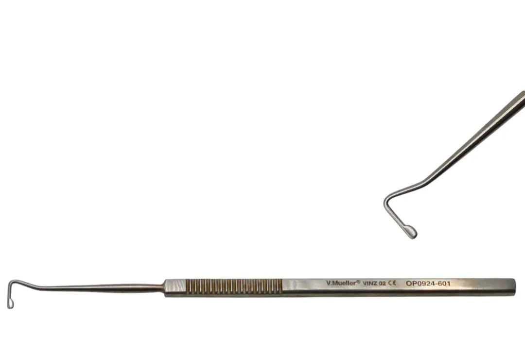 V. Mueller OP0924-601 Jameson Muscle Hook Small Bulbous Tip Ophthalmic Tool Primis Medical