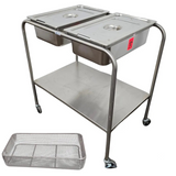 Blickman 7808SSC Stainless Steel Dual Basin Instrument Cart w/ Baskets and Pans Primis Medical