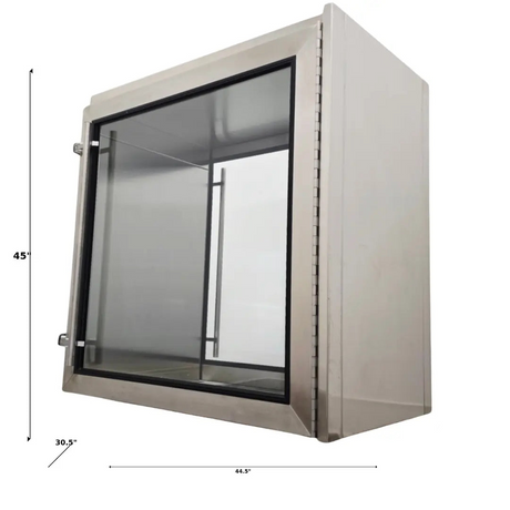 Atmos Stainless Steel Pass-Through Cabinet Interlocking Glass Doors 44x30x45 Primis Medical
