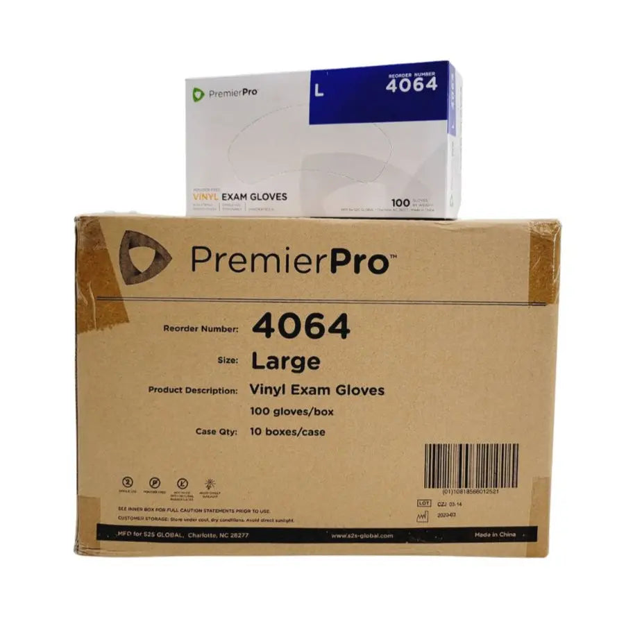 PremierPro Platinum Stretch Vinyl Exam Gloves 4064 Large 1000/CS PremierPro