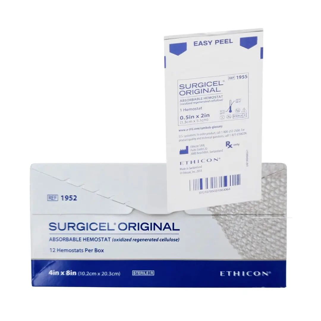 Ethicon 1952 Surgicel Original 4" x 8" Absorbable Hemostat Box Of 12 Ethicon