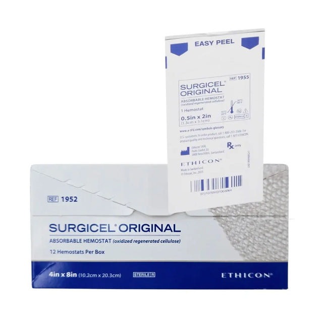 Ethicon 1952 Surgicel Original 4" x 8" Absorbable Hemostat Box Of 12 Ethicon