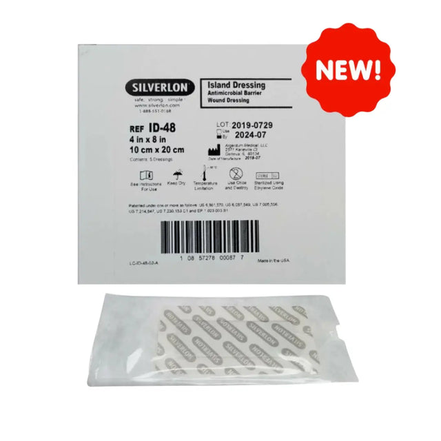 Silverlon ID-48 Antimicrobial Barrier Wound Dressing 4" x 8" Box of 5 Silverlon