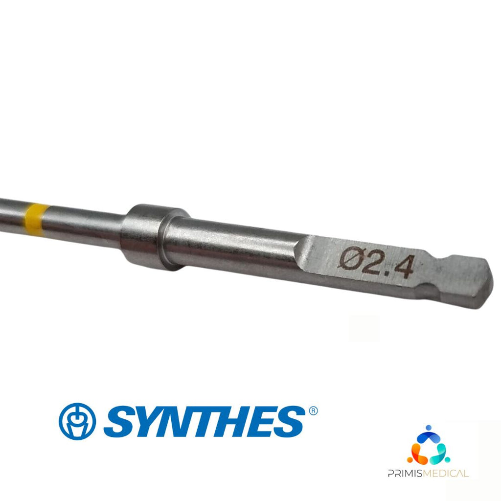 Synthes 388.394 Orthopedic 2.4mm Quick-Connect 2-Flute Drill Bit with Stop 8"