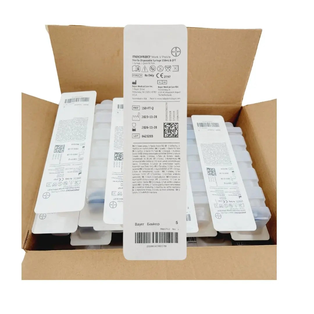 Medrad 150-FT-Q Mark V ProVis Sterile Disposable Syringe 150mL 50 Box Medrad
