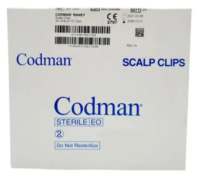 Codman 20-1037 RANEY Scalp Clips 10 Clips/Unit, Box of 20 - Primis ...