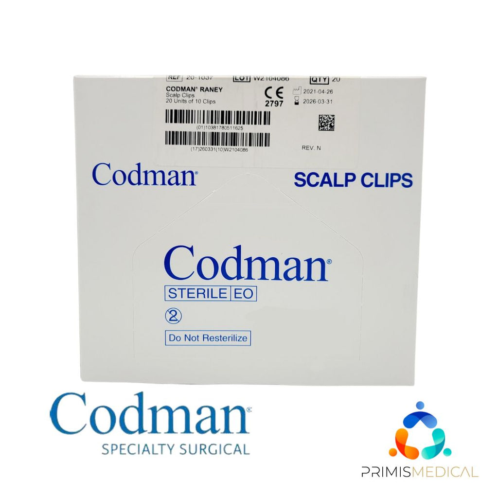 Codman 20-1037 RANEY Scalp Clips 10 Clips/Unit, Box of 20