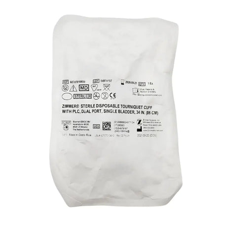 Zimmer 60707010600 Reusable Tourniquet Cuff, Dual Port, Single Bladder 34" Zimmer