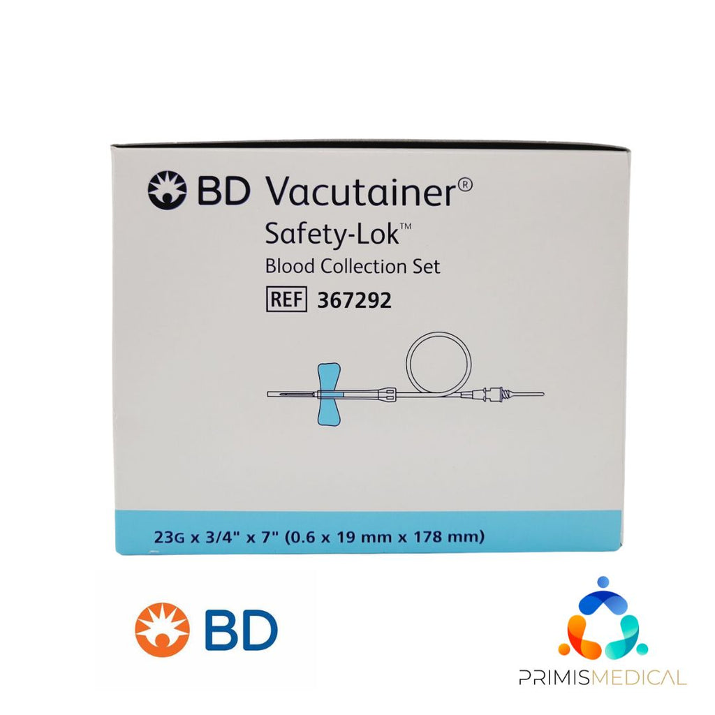 BD 367292 Vacutainer Safety-Lok Blood Collection Set 23G x 3/4" x 7" Box of 50