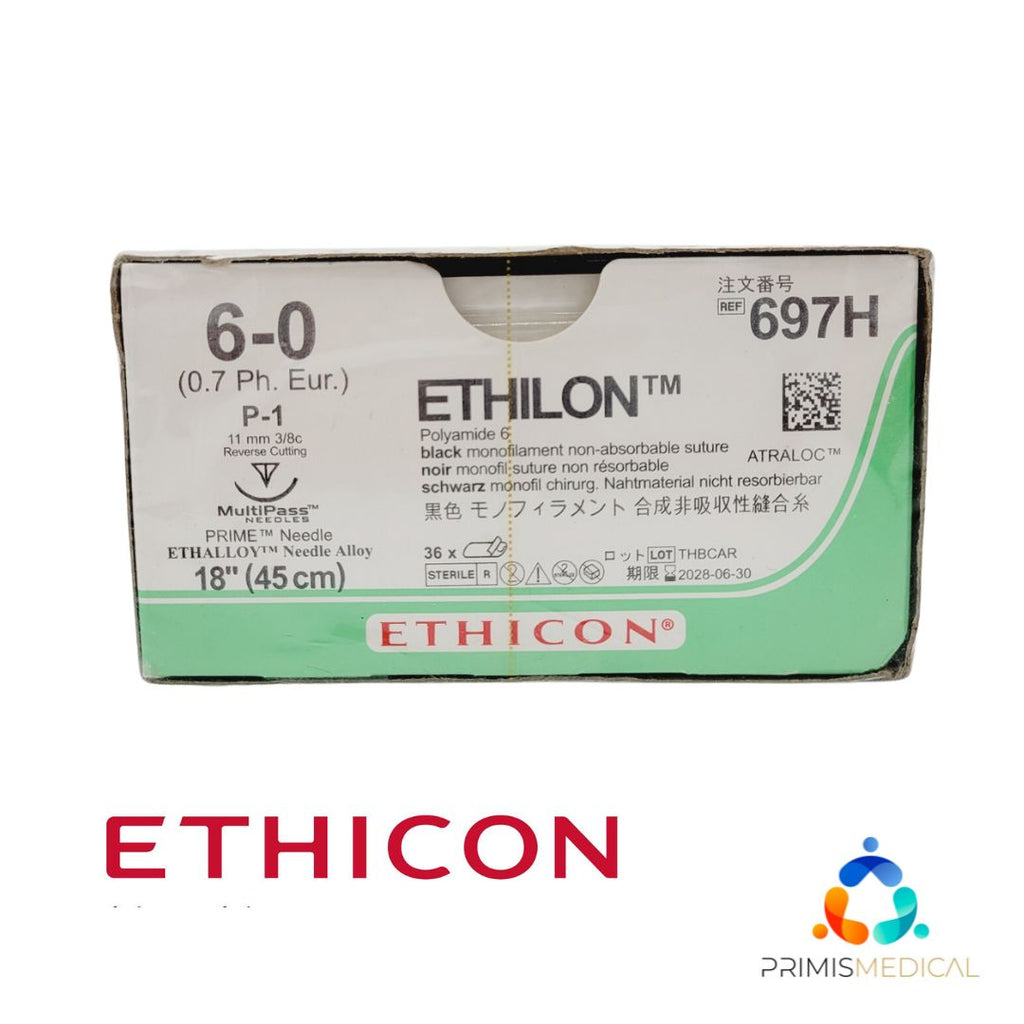 Ethicon 697H 6-0 ETHILON BLACK 1X18" P-1 MULTIPASS Box of 36