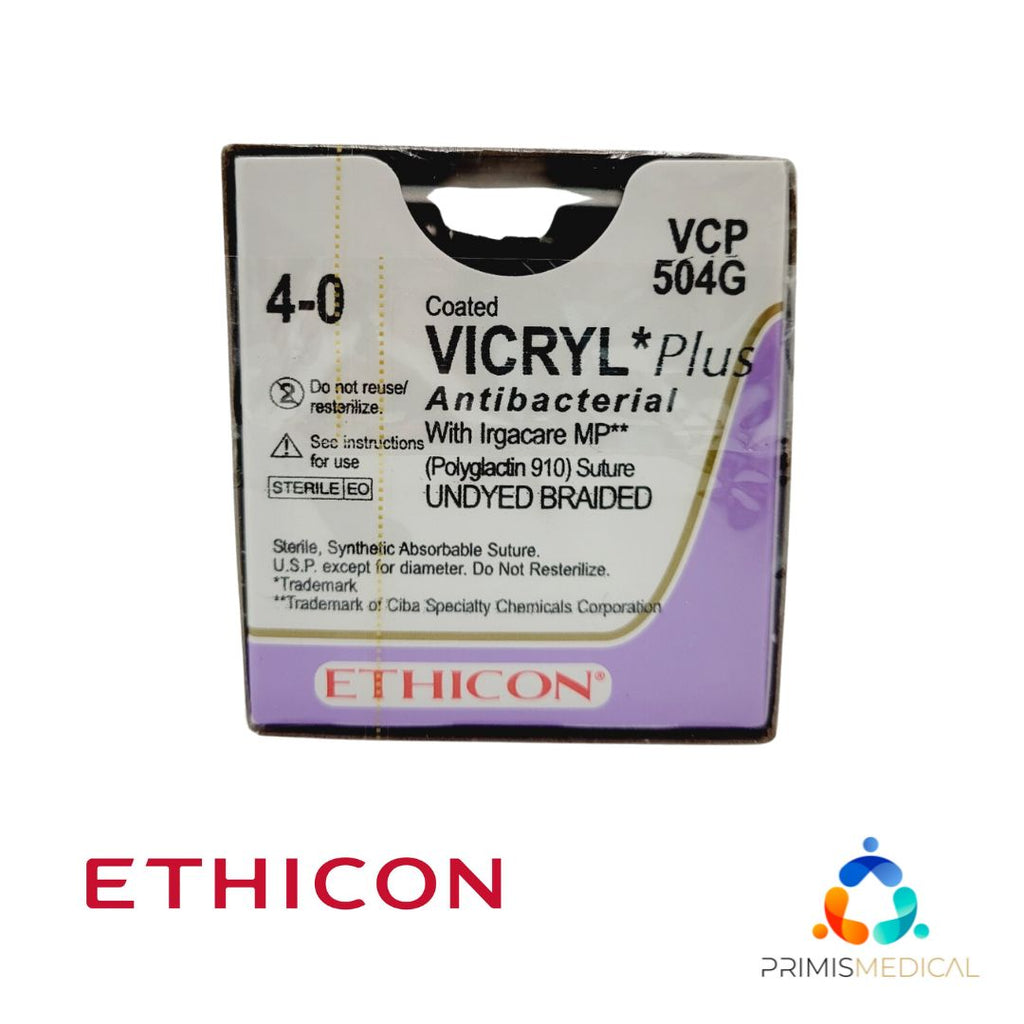 Ethicon VCP504G 4-0 COATED VICRYL PLUS UNDYED 1X18" P-2, Box of 12