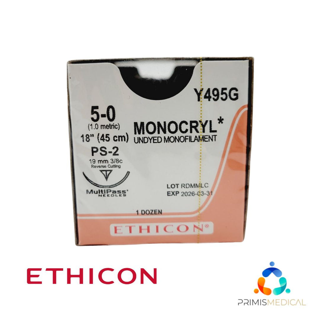 Ethicon Y495G 5-0 MONOCRYL UNDYED 1X18" PS-2, Box of 12