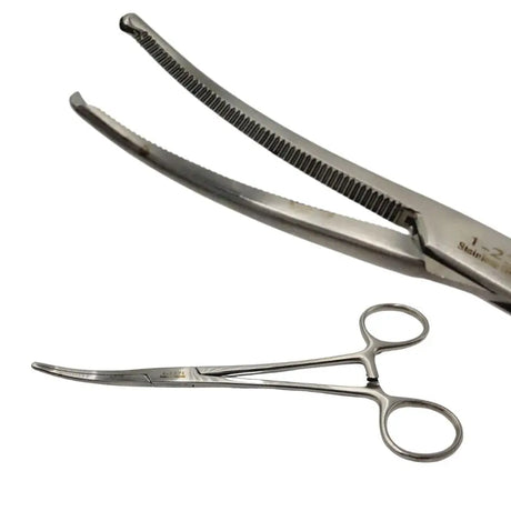 Millennium Surgical 1-2371 Roch-Ochsner Forceps, Curved, 1 x 2 Teeth 7-1/4" Millennium Surgical