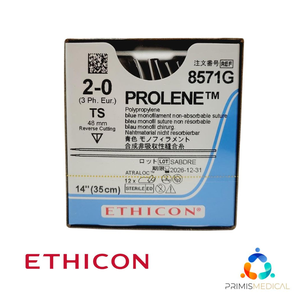 Ethicon 8571G 2-0 PROLENE BLUE 1X14" TS DOUBLE ARMED, Box of 12