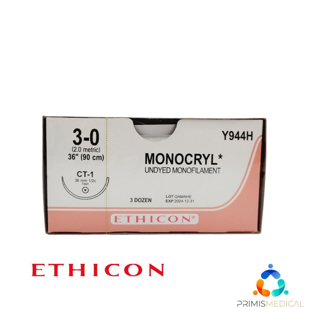 Ethicon Y944H 3-0 Monocryl Undyed 1 x 36" CT-1 36 Box EXP 12-31-2024