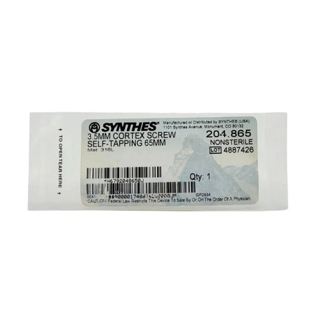 Synthes 204.865 3.5mm Cortex Screw Self-Tapping 65mm Synthes