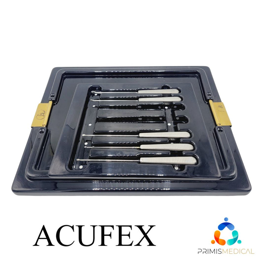 Acufex Curettes Regular & Ring w/ Sterilization Case Set of 5