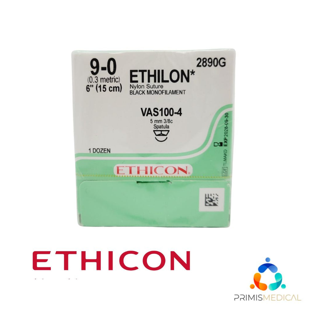 Ethicon 2890G 9-0 ETHILON BLACK 1X6" VAS100-4 Box of 12