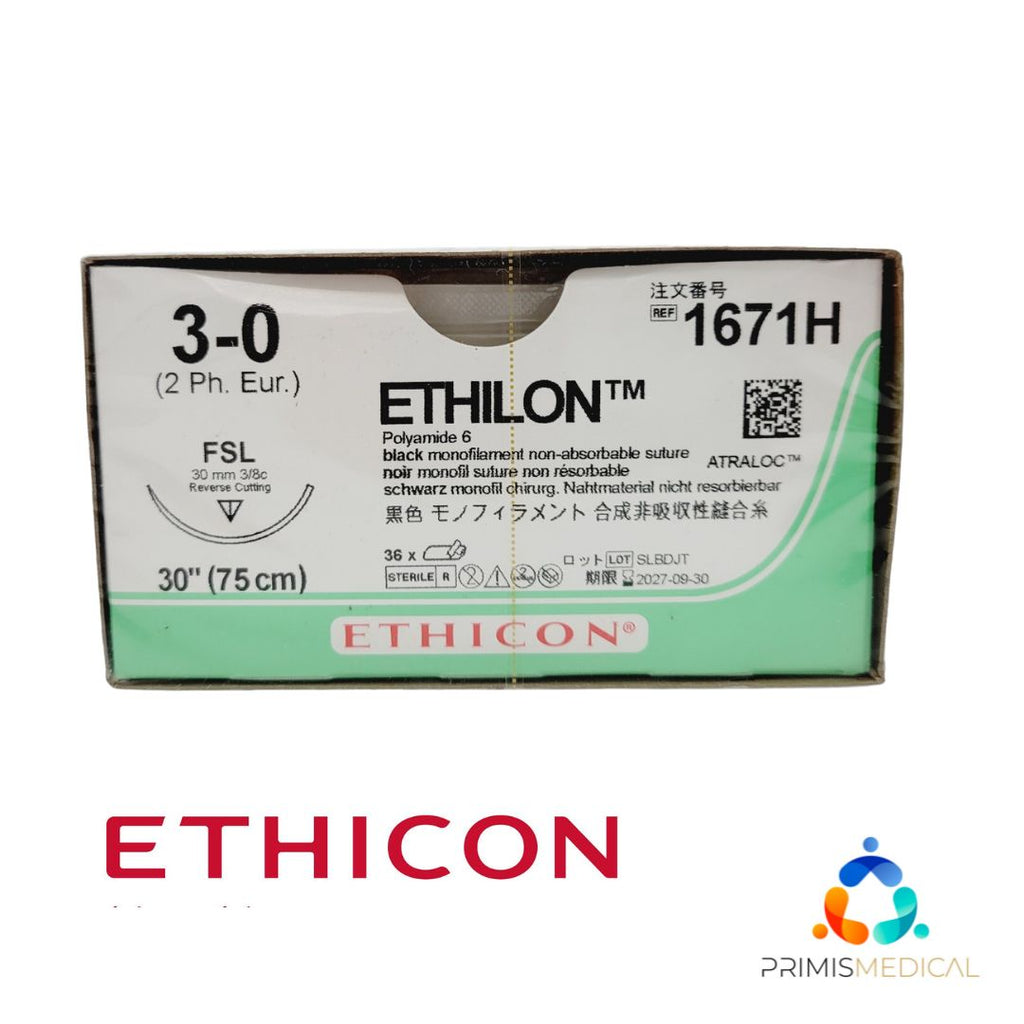 Ethicon 1671H 3-0 ETHILON 1X30" FSL BLACK Box of 36