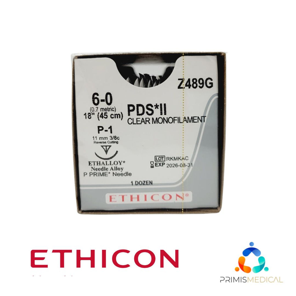 Ethicon Z489G 6-0 PDS II UNDYED 1X18" P-1 MULTIPASS Box of 12