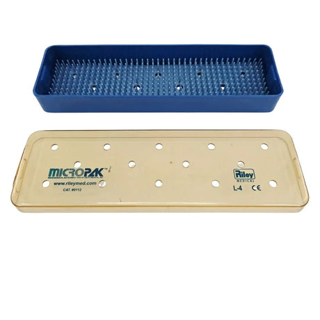 MicroPak 0112 Riley Instrument Sterilization Tray w/ Lid 2-1/2" x 9-3/4" x 1" Primis Medical