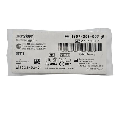 Stryker 1607-002-003 6.0mm Egg Bur Primis Medical