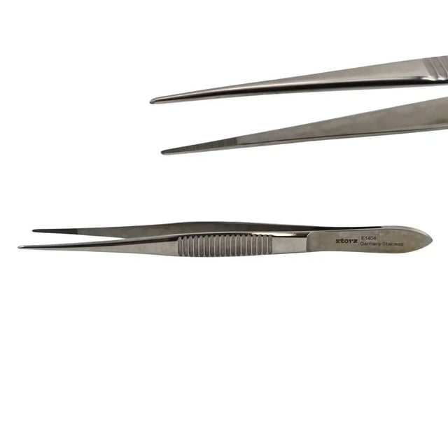 Storz E1404 Straight Heavy Serrated Dressing Forceps Ophthalmology 4" Primis Medical