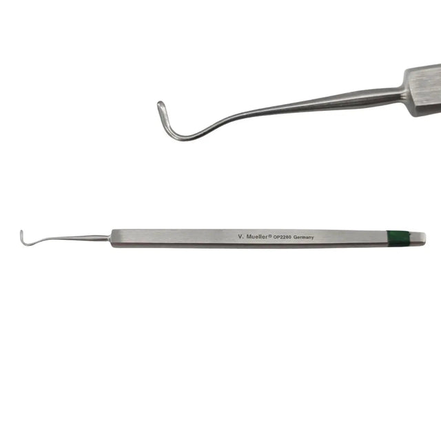 V. Mueller OP2280 Stevens Tenotomy Hook Blunt Tip Ophthalmology 4-3/4" Primis Medical