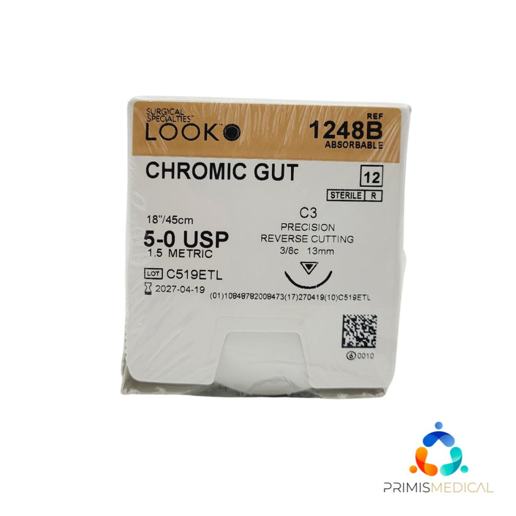 Surgical Specialties LOOK 1248B 5-0 CHROMIC GUT 1X18" C3 UNDYED, Box of 12