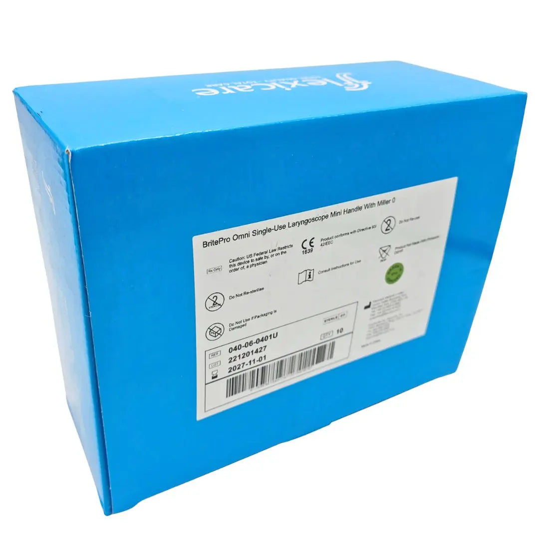 BritePro 040-06-0401U Omni Laryngoscope Mini Handle with Miller 0 Box of 10 Primis Medical