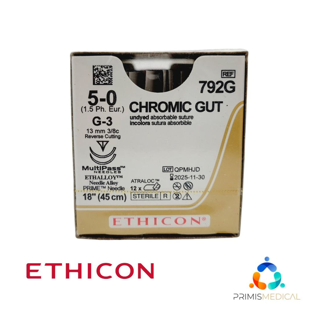 Ethicon 792G 5-0 GUT CHROMIC 1X18" G-3 DOUBLE ARMED, Box of 12