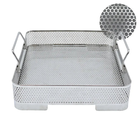 Small Stainless Steel Surgical Sterilization Basket 10.5 x 9 x 2.5 Unbranded