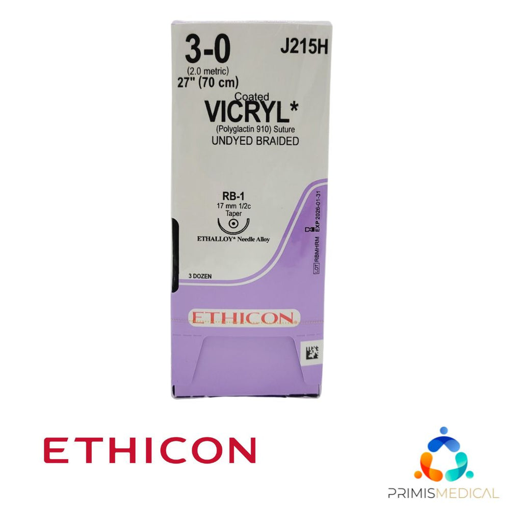 Ethicon J215H 3-0 COATED VICRYL 1X27" RB-1 BRAIDED, Box of 36