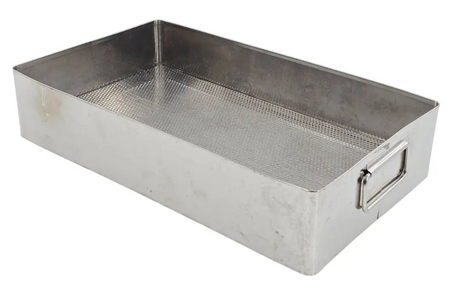 Stainless Steel Surgical Sterilization Tray Basket 18 x 11 x 4 with Handles Primis Medical
