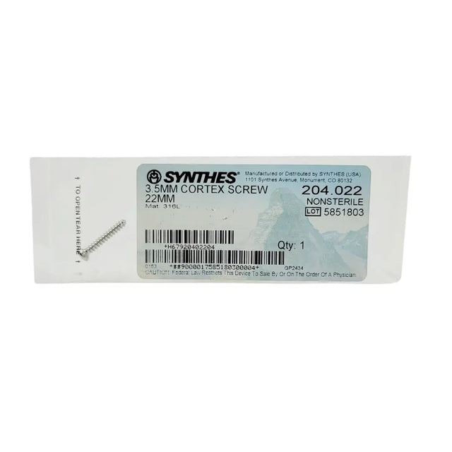 Synthes 204.022 3.5mm Cortex Screw 22mm Synthes