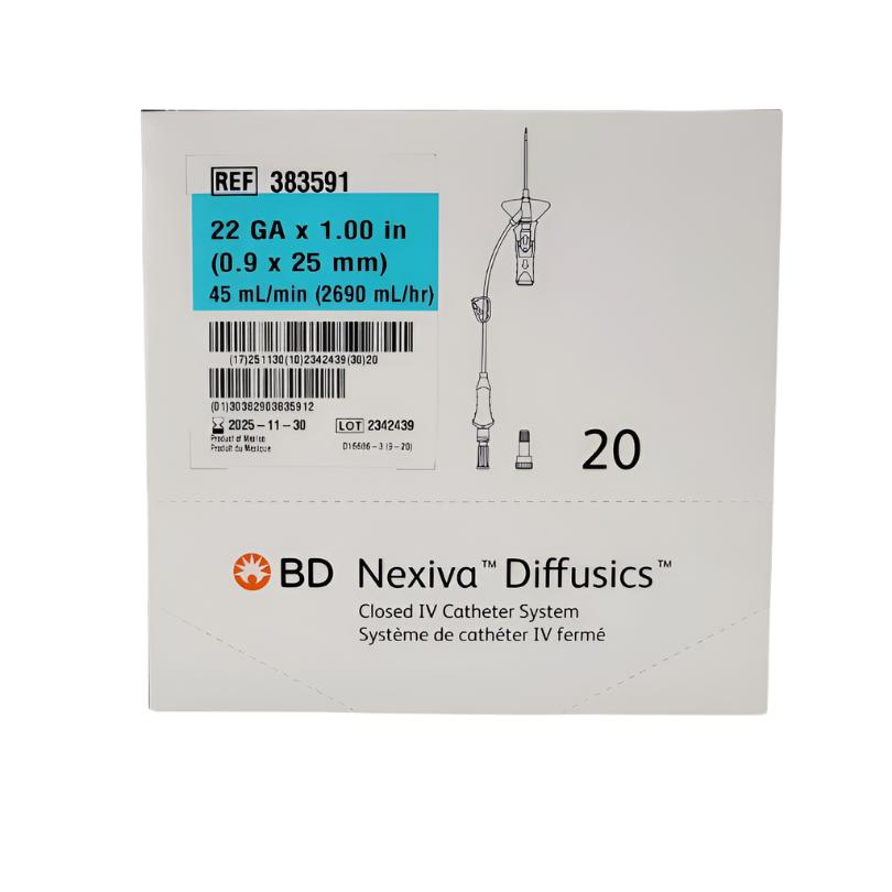 BD Nexiva 383591 Closed IV Catheter System 22G X 1" Box of 20