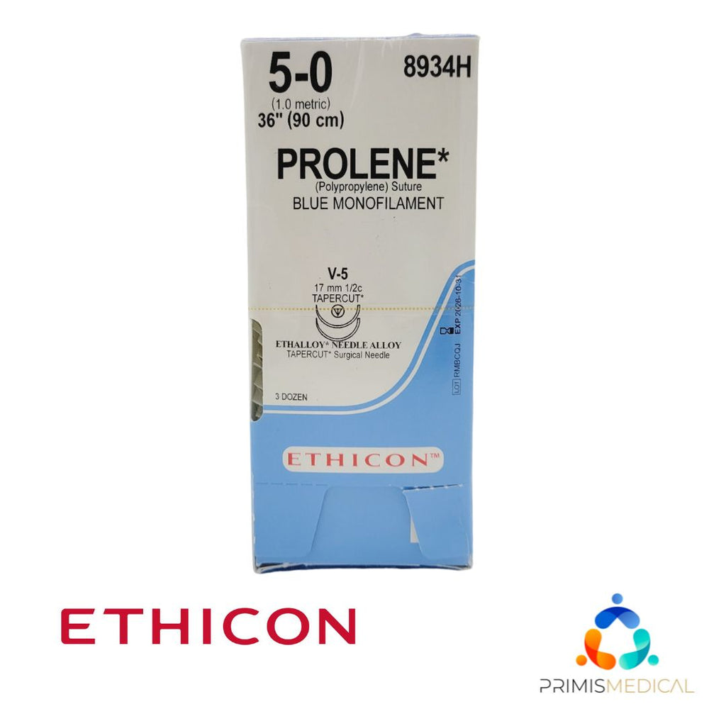 Ethicon 8934H 5-0 PROLENE BLUE 1X36" V-5 DOUBLE ARMED, Box of 36