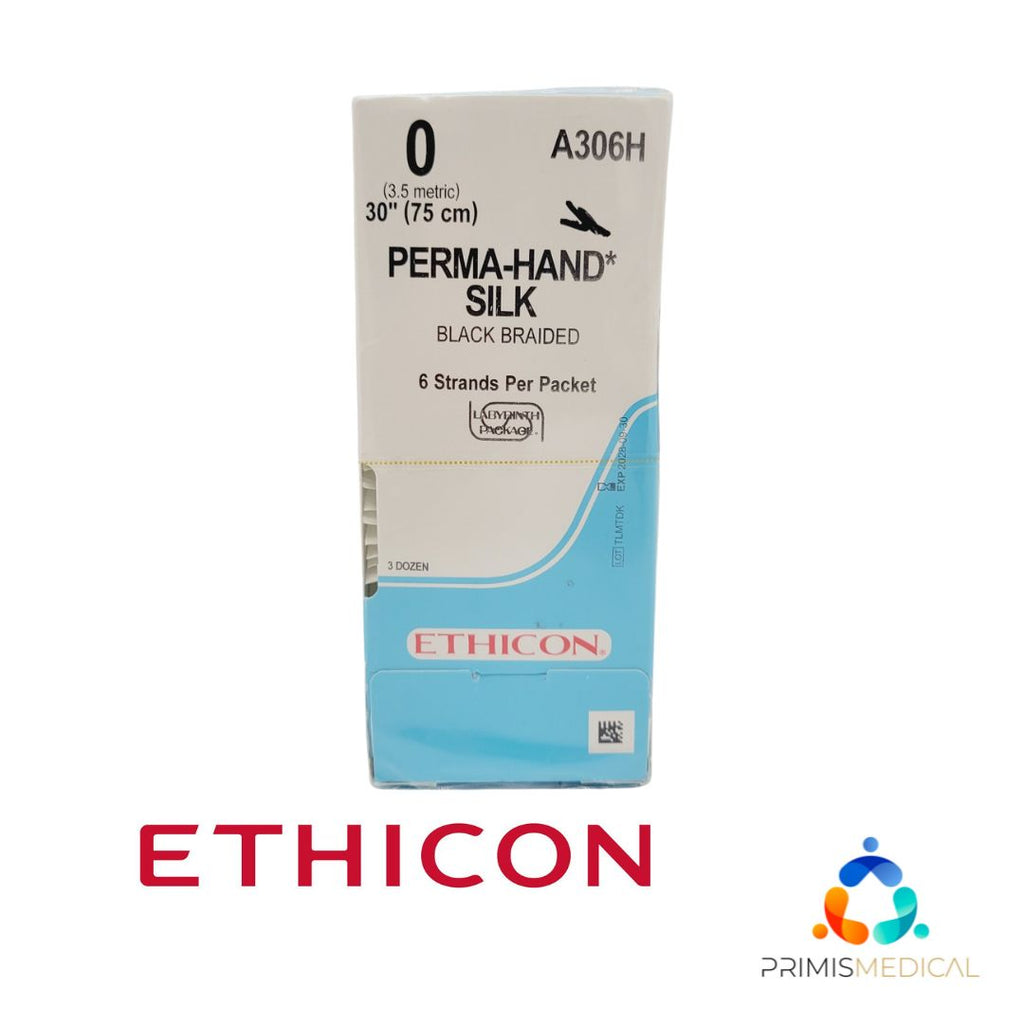 Ethicon A306H 0 PERMA HAND BLACK 6X30" TIE Box of 36